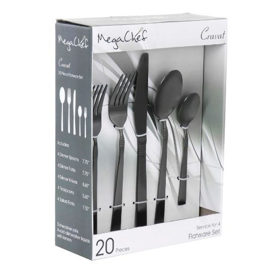 Picture of MegaChef Cravat 20-Piece Flatware Utensil Set, Black