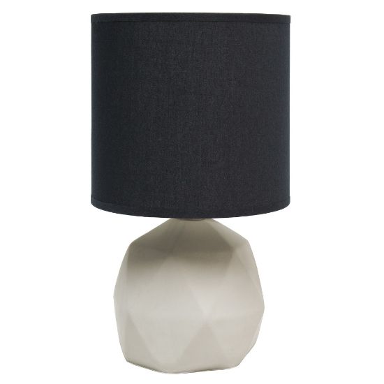 Picture of Simple Designs Geometric Concrete Lamp, 10-5/8inH, Black Shade/Gray Base