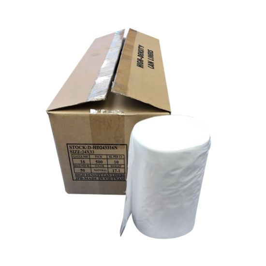 Picture of Island Plastic Bags High-Density Trash Liners, 15 Gallons, Natural, Case Of 500 Liners