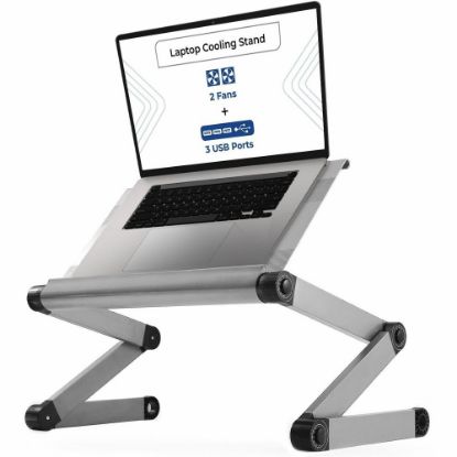 Picture of WorkEZ Executive Adjustable Laptop Stand With Fans And USB Ports, Silver