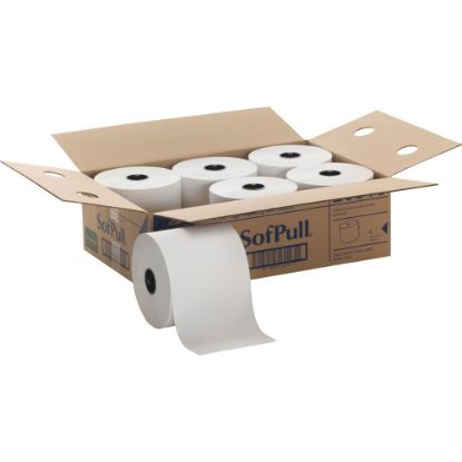 Picture of Georgia-Pacific by GP PRO SofPull Hardwound 1-Ply Paper Towels, 100% Recycled, White, 1000ft Per Roll, Pack Of 6 Rolls