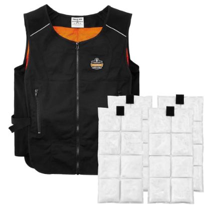 Picture of Ergodyne Chill-Its Phase Change Cooling Vest, With Packs, Small/Medium, Black, 6260