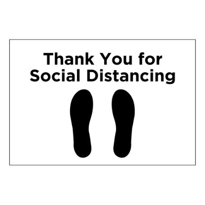 Picture of COSCO Social Distance Floor Decal, 12in x 18in, White