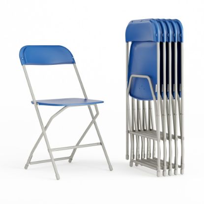 Picture of Flash Furniture Hercules Series Plastic Folding Chairs, Blue, Set Of 6 Chairs