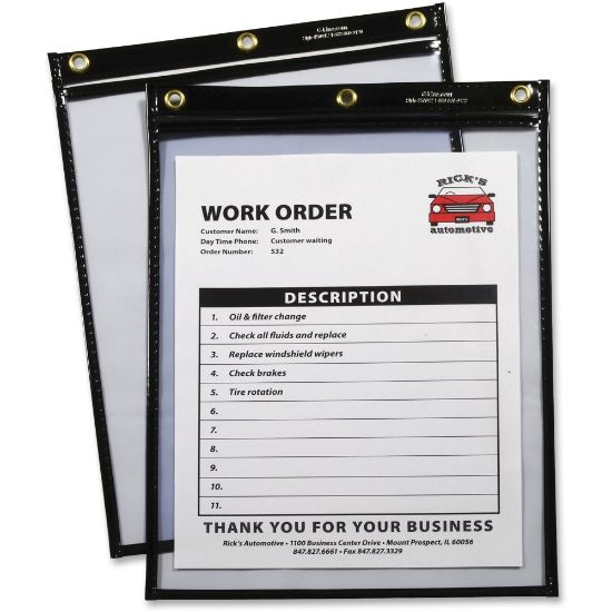 Picture of C-Line Super Heavyweight Plus Shop Ticket Holder, Stitched - Both Sides Clear, Black, 9 x 12, 15/BX, 50912