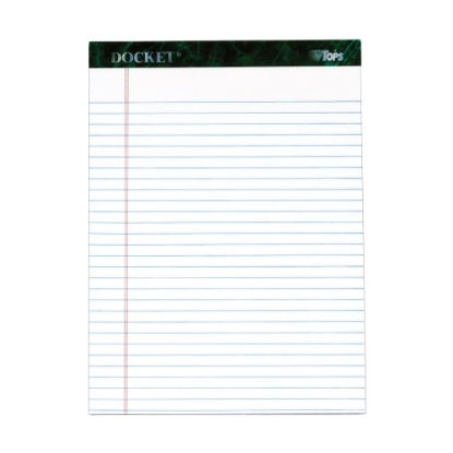 Picture of TOPS Docket Writing Pads, 8 1/2in x 11 3/4in, Legal Ruled, 50 Sheets Per Pad, White, Pack Of 12 Pads