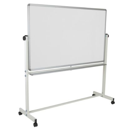 Picture of Flash Furniture Mobile Reversible Magnetic Dry-Erase Whiteboard, 64 3/4in x 64 1/4in, Aluminum Frame With Silver Finish