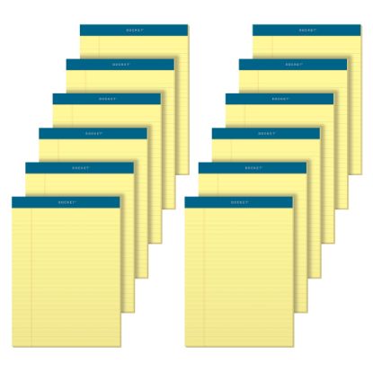 Picture of TOPS Docket Writing Pads, 8 1/2in x 11 3/4in, Legal Ruled, 50 Sheets Per Pad, Canary, Pack Of 12 Pads