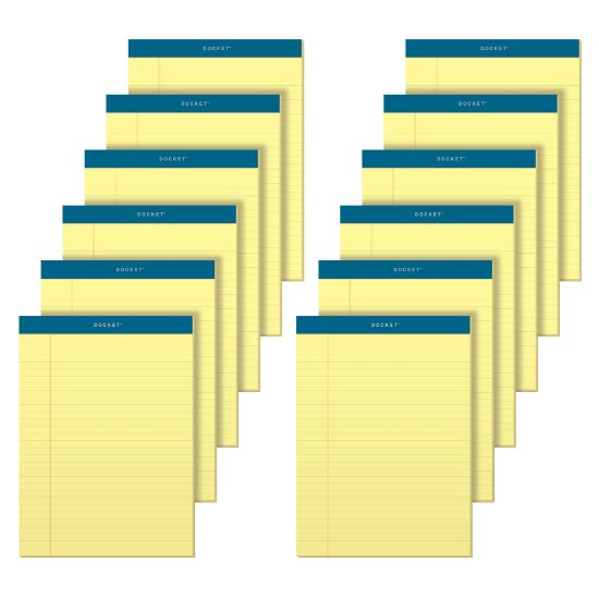 Picture of TOPS Docket Writing Pads, 8 1/2in x 11 3/4in, Legal Ruled, 50 Sheets Per Pad, Canary, Pack Of 12 Pads