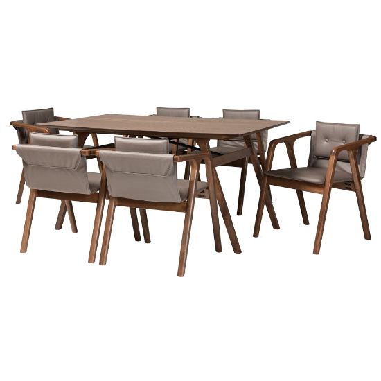 Picture of Baxton Studio Marcena 7-Piece Dining Set, Gray/Walnut