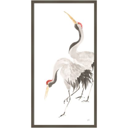 Picture of Amanti Art Scroll Crane IV by Chris Paschke Wood Framed Wall Art Print, 21inW x 41inH, Gray