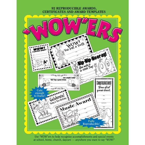 Picture of Barker Creek WOWers Reproducible Awards Book, 8 1/2in x 11in, Assorted Colors, Preschool - Grade 6