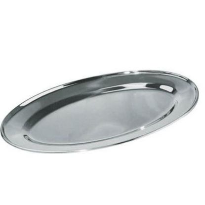 Picture of Winco Oval Stainless-Steel Platter, 14in x 8-3/4in, Silver