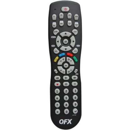 Picture of QFX 8-in-1 Universal Remote with Glow-in-the-Dark Buttons - For TV, DVD Player, VCR, VCD Player, CD Player, Audio Receiver, Cable Box, DVR, Satellite Box - Infrared - Black