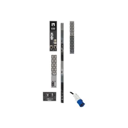 Picture of Tripp Lite 14.5kW 3-Phase Monitored PDU, LX Interface, 200/208/240V Outlets (42 C13/6 C19), LCD, IEC 309 60A Blue, 3m/10 ft. Cord, 0U 1.8m/70in. Height, TAA - Power distribution unit (rack-mountable) - 35 A - AC 200/208/240 V