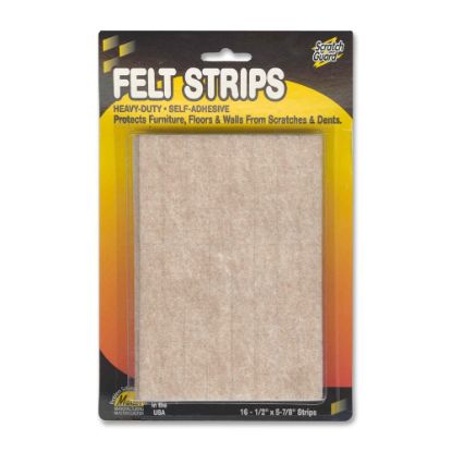 Picture of Master Caster Scratch Guard Felt Pads, 1/2in x 5 7/8in, Beige, Pack Of 16