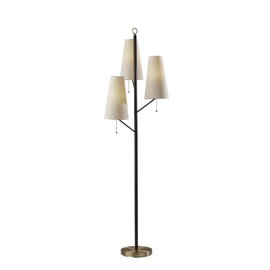 Picture of Adesso Daniel 3-Light Floor Lamp, 71inH, Antique Brass/Cream