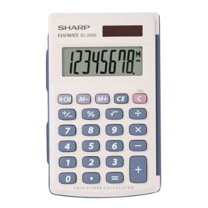 Picture of Sharp EL-243SB 8-Digit Pocket Calculator, Gray/Blue