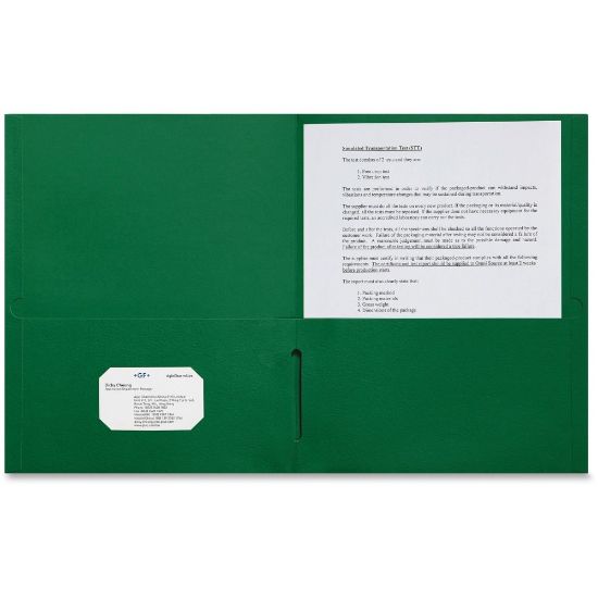 Picture of Sparco Leatherette Portfolio, 8-1/2in x 11in, 2 Pocket, Green, Box of 25