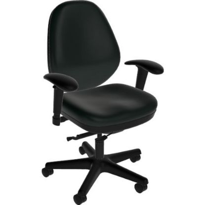 Picture of Sitmatic GoodFit Mid-Back Chair With Adjustable Arms, Black Polyurethane/Black