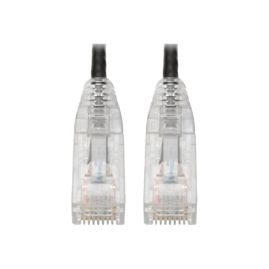 Picture of Tripp Lite Cat6 UTP Patch Cable (RJ45) - M/M, Gigabit, Snagless, Molded, Slim, Black, 3 ft. -  First End: 1 x RJ-45 Male Network - Second End: 1 x RJ-45 Male Network - 1 Gbit/s - Patch Cable - Gold Plated Connector - 28 AWG - Black