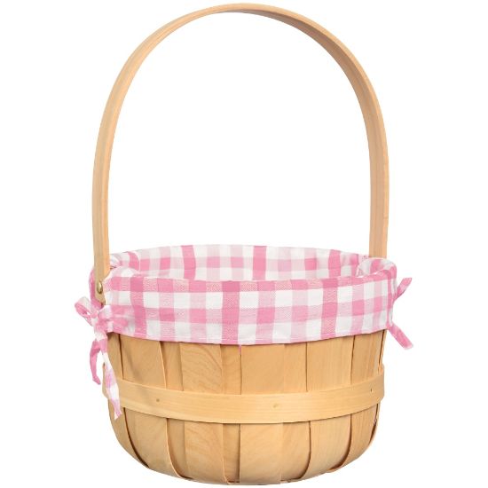 Picture of Amscan Easter Wood Chip Basket, 14inH x 9-7/16inW x 9-7/16inD, Pink