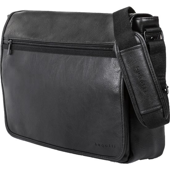 Picture of Bugatti Valentino Vegan Leather Messenger Bag With 15.6in Laptop Pocket, Black