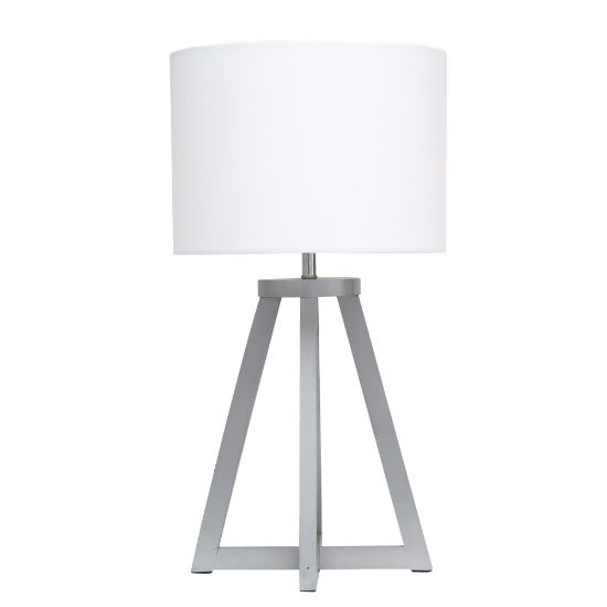 Picture of Simple Designs Interlocked Triangular Table Lamp, 19-1/8inH, White Shade/Gray Base