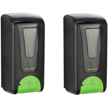 Picture of Alpine Industries 1200 mL Wall Mount Automatic Foam Hand Sanitizer Dispensers, Black, Pack Of 2 Dispensers