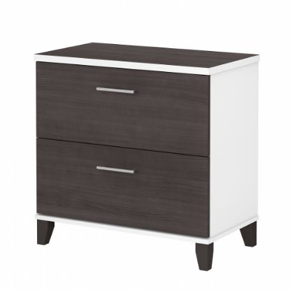 Picture of Bush Furniture Somerset 29-3/4inW x 16-3/4inD Lateral 2-Drawer File Cabinet, Storm Gray/White, Standard Delivery