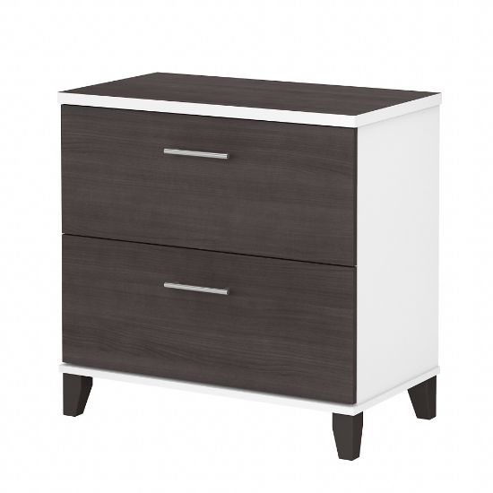 Picture of Bush Furniture Somerset 29-3/4inW x 16-3/4inD Lateral 2-Drawer File Cabinet, Storm Gray/White, Standard Delivery