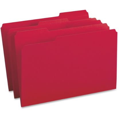 Picture of Business Source 1/3-Cut Tab Colored File Folders, Legal Size, Red, Box Of 100 Folders