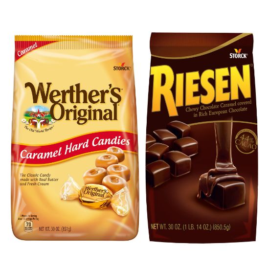 Picture of Werthers Original Caramel Hard Candies And Riesen Caramel Chocolates, 30 Oz Bags, Pack Of 2 Bags