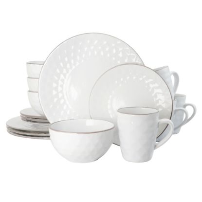 Picture of Elama 16-Piece Stoneware Dinnerware Set, Slate/Stone Pearl