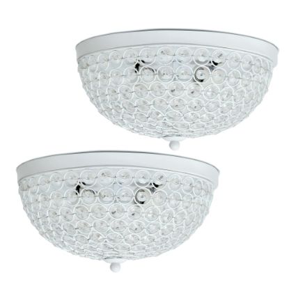 Picture of Elegant Designs 2-Light Elipse Crystal Flush-Mount Ceiling Lights, White/Crystal, Pack Of 2 Lights