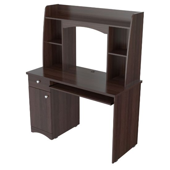 Picture of Inval Jansse 48inW Computer Desk/Workcenter With Hutch, Espresso-Wengue