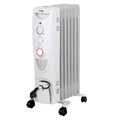 Picture of Optimus 1500-Watt Portable 7-Fins Oil-Filled Radiator Heater, 26in x 15in, White