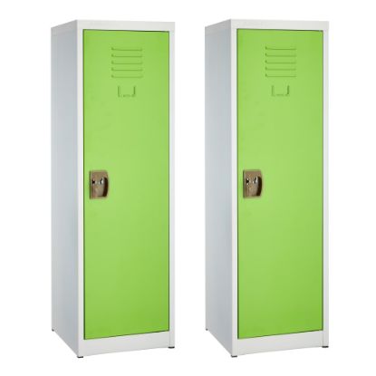 Picture of Alpine Kids' 1-Tier Steel Lockers, 48inH x 15inW x 15inD, Green, Set Of 2 Lockers