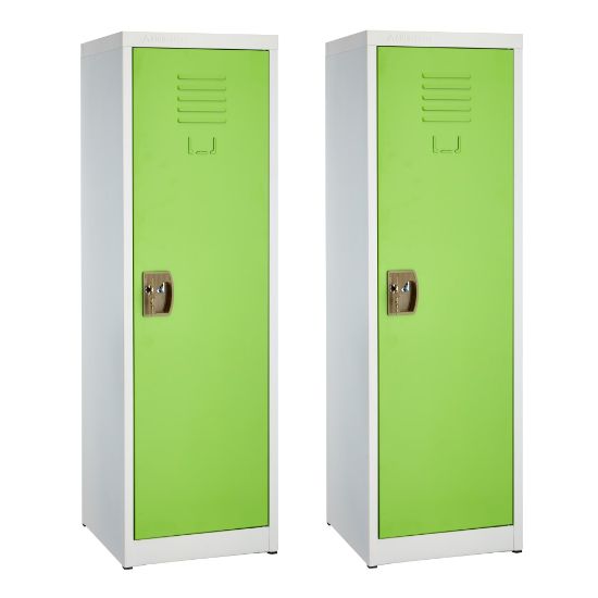 Picture of Alpine Kids' 1-Tier Steel Lockers, 48inH x 15inW x 15inD, Green, Set Of 2 Lockers