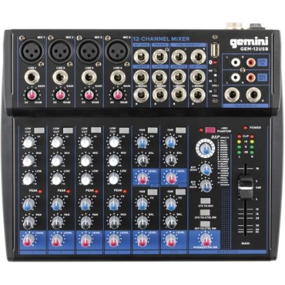 Picture of Gemini Sound GEM-12USB: Compact 12 Channel Bluetooth Mixer - 12 Channel(s) - 3 Effects(s) - USB - Bluetooth - Black