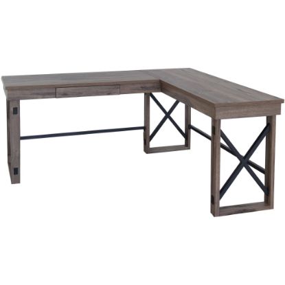 Picture of LYS L-Shaped Industrial Desk - For - Table TopL-shaped Top - 200 lb Capacity x 52.13in Table Top Width x 19.75in Table Top Depth - 29.50in Height - Assembly Required - Aged Oak - Medium Density Fiberboard (MDF) - 1 Each