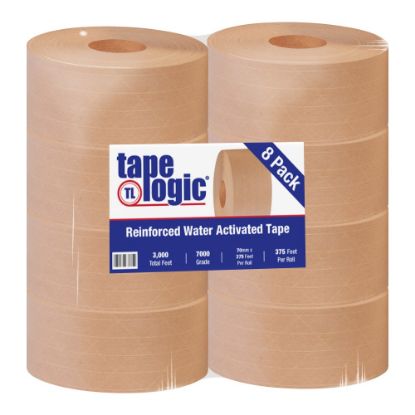 Picture of Tape Logic Reinforced Water-Activated Packing Tape, #7000, 3in Core, 2.8in x 125 Yd., Kraft, Case Of 8