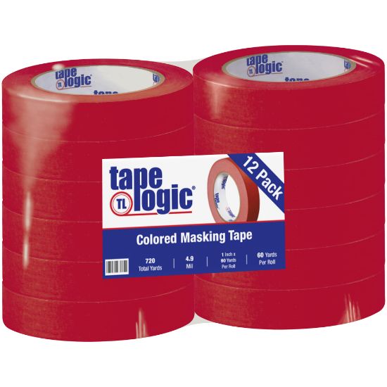 Picture of Tape Logic Color Masking Tape, 3in Core, 1in x 180ft, Red, Case Of 12