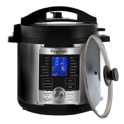 Picture of MegaChef 6-Qt. Stainless-Steel Electric Digital Pressure Cooker with Lid, Silver/Black