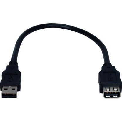 Picture of QVS USB 2.0 High-Speed Extension Cable - 1 ft USB Data Transfer Cable for Network Device - First End: 1 x USB 2.0 Type A - Male - Second End: 1 x USB 2.0 Type A - Female - Extension Cable - Black