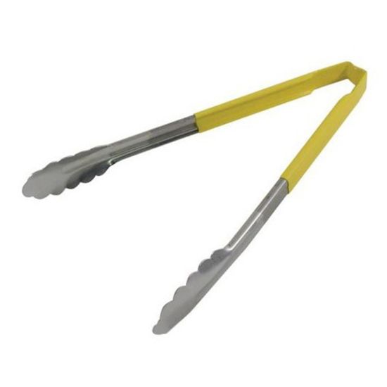 Picture of Vollrath 12in Tongs With Antimicrobial Protection, Yellow