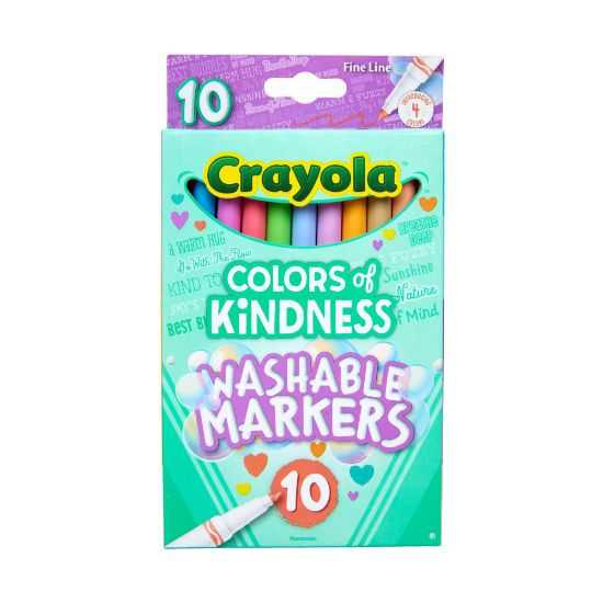 Picture of Crayola Colors of Kindness Washable Markers, Fine Line, Assorted Colors, Pack Of 10 Markers