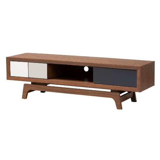 Picture of Baxton Studio Mid-Century Modern TV Stand, Walnut/Gray