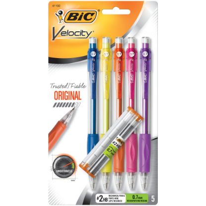 Picture of BIC Velocity Original Mechanical Pencils, 0.7 mm, Assorted Barrel Colors, Pack Of 5