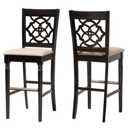 Picture of Baxton Studio Alexandra Bar Stools, Espresso Brown/Sand, Pack Of 2 Stools